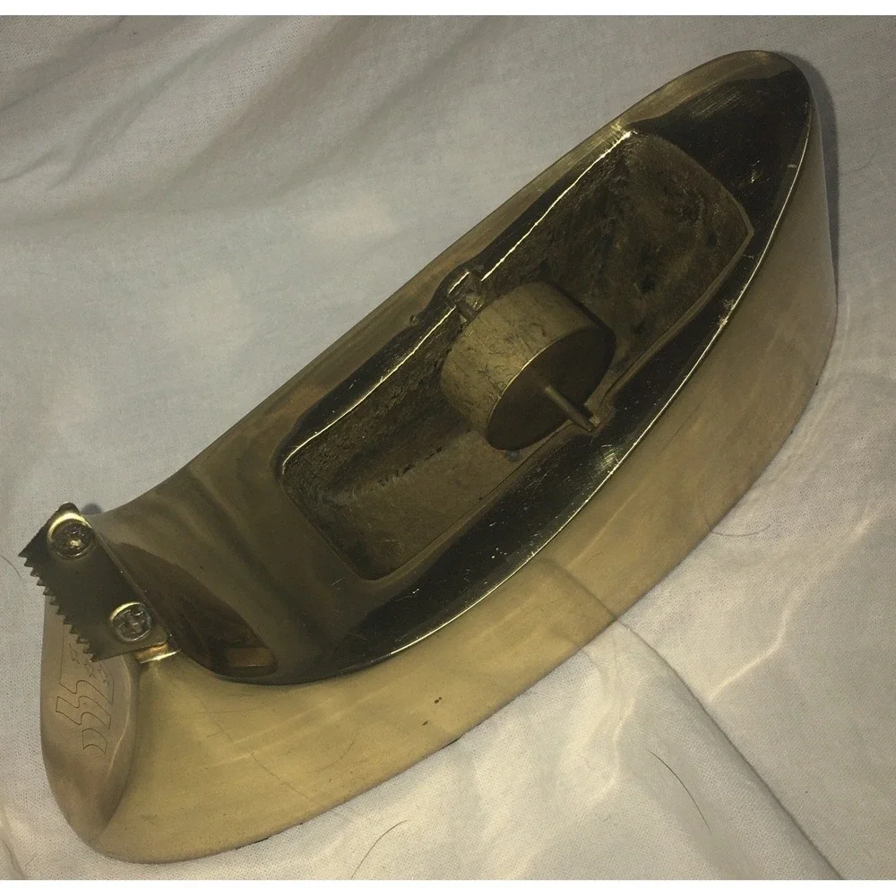 Vintage Solid Brass Desk Top Tape Dispenser Canoe Shape Japan